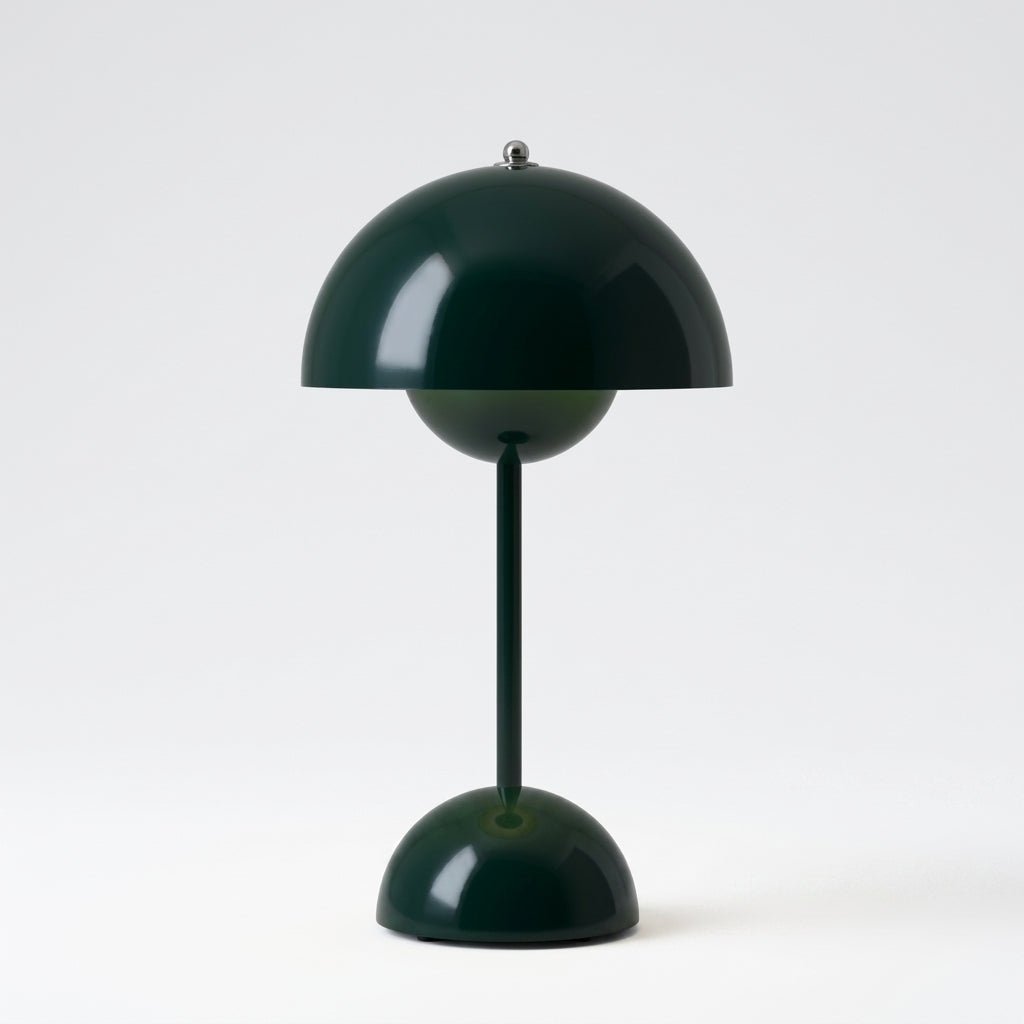 Retro Table Lamp with Mushroom-shaped Shade - Table Lamp - Dark Green - Seravelle Home