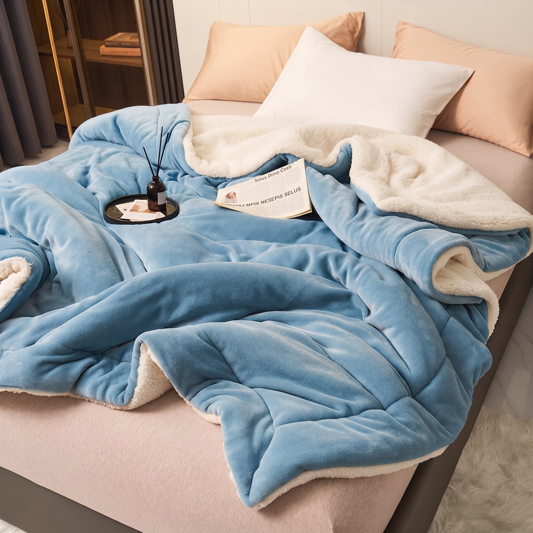 Reversible Throw Blanket with Smooth and Soft Surface - Blankets - Black - Seravelle Home