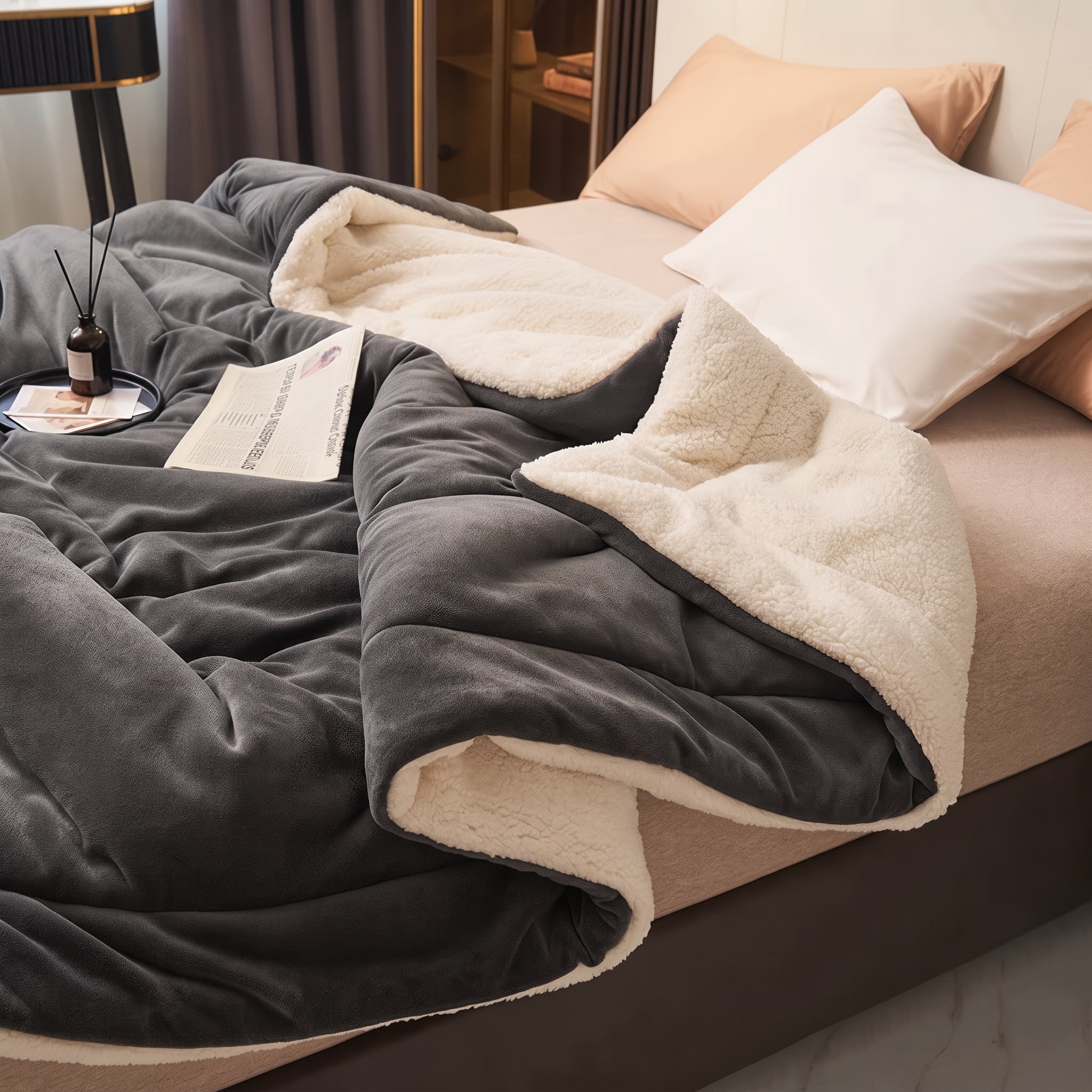 Reversible Throw Blanket with Smooth and Soft Surface - Blankets - Black - Seravelle Home