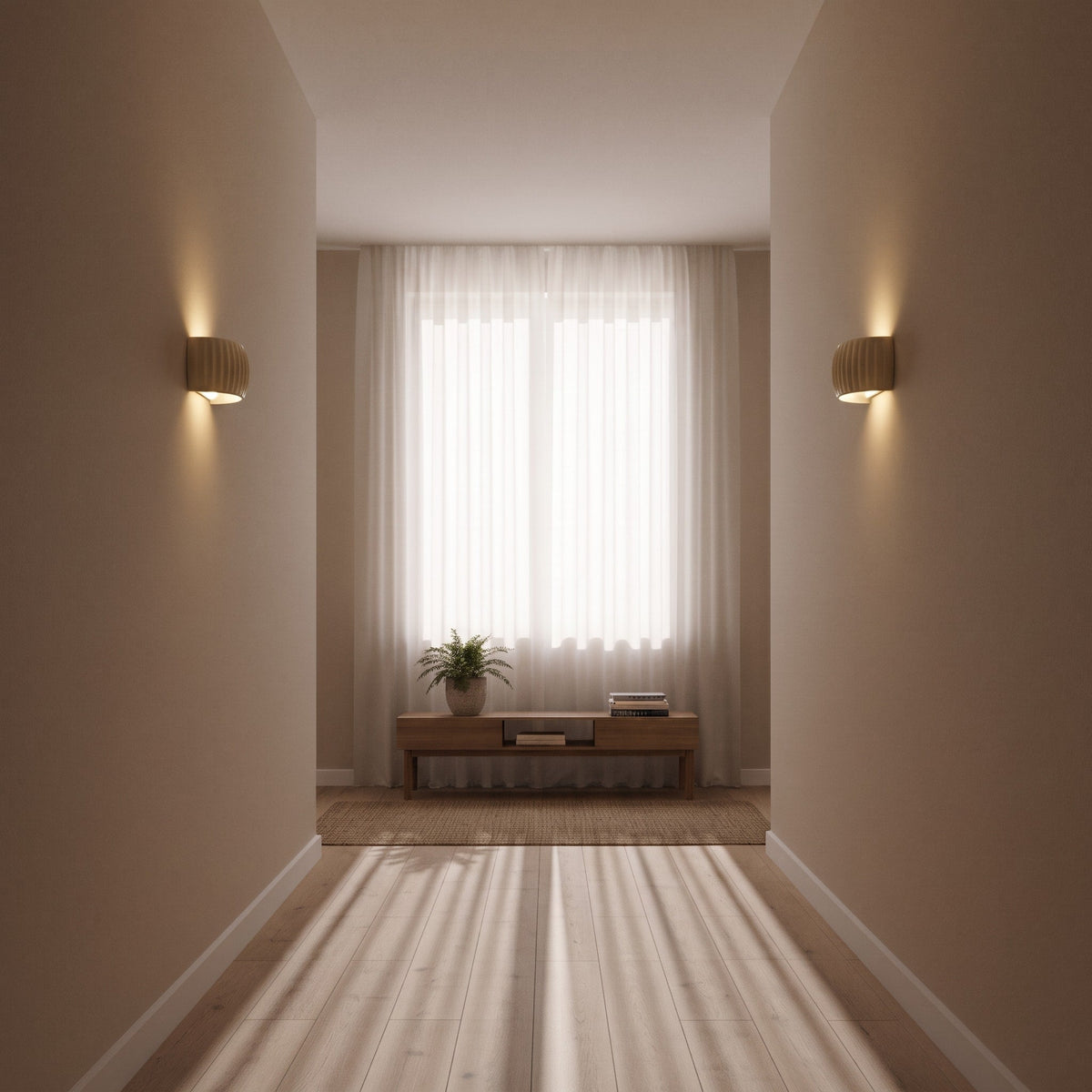 Ribbed Ceramic Wall Sconce with Up and Down Light - Wall Light Fixtures - Orange - Seravelle Home