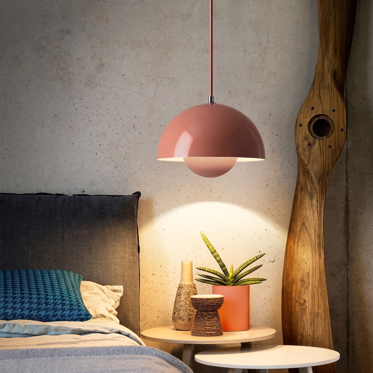 Scandinavian Retro Dome Pendant Light - Pendant Light Fixtures - Pink - Seravelle Home