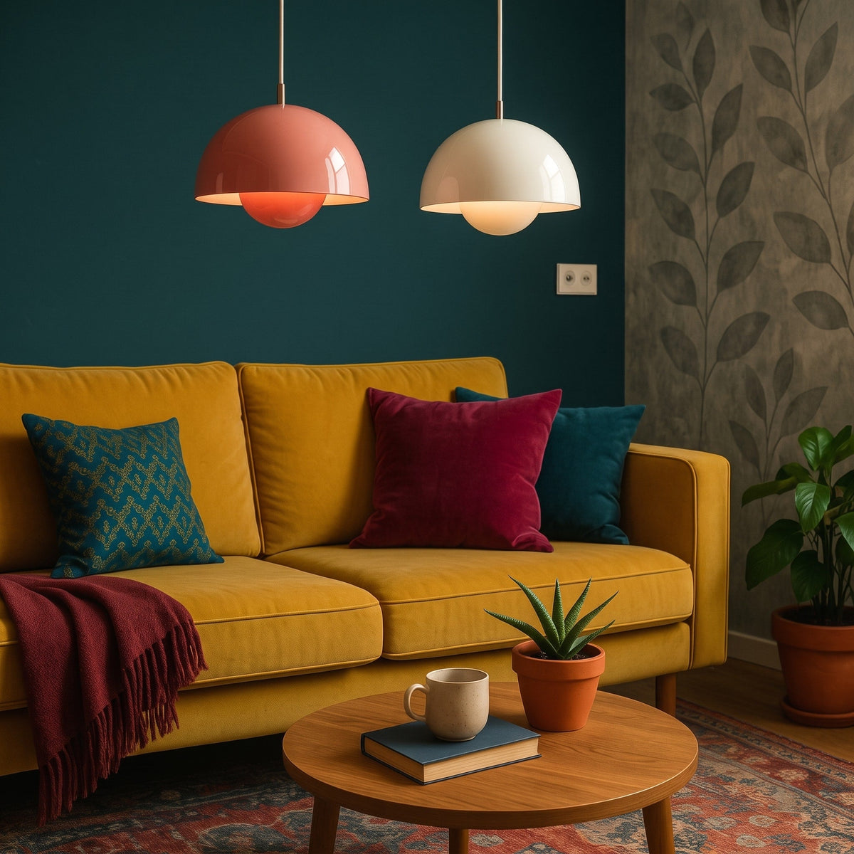 Scandinavian Retro Dome Pendant Light - Pendant Light Fixtures - Pink - Seravelle Home