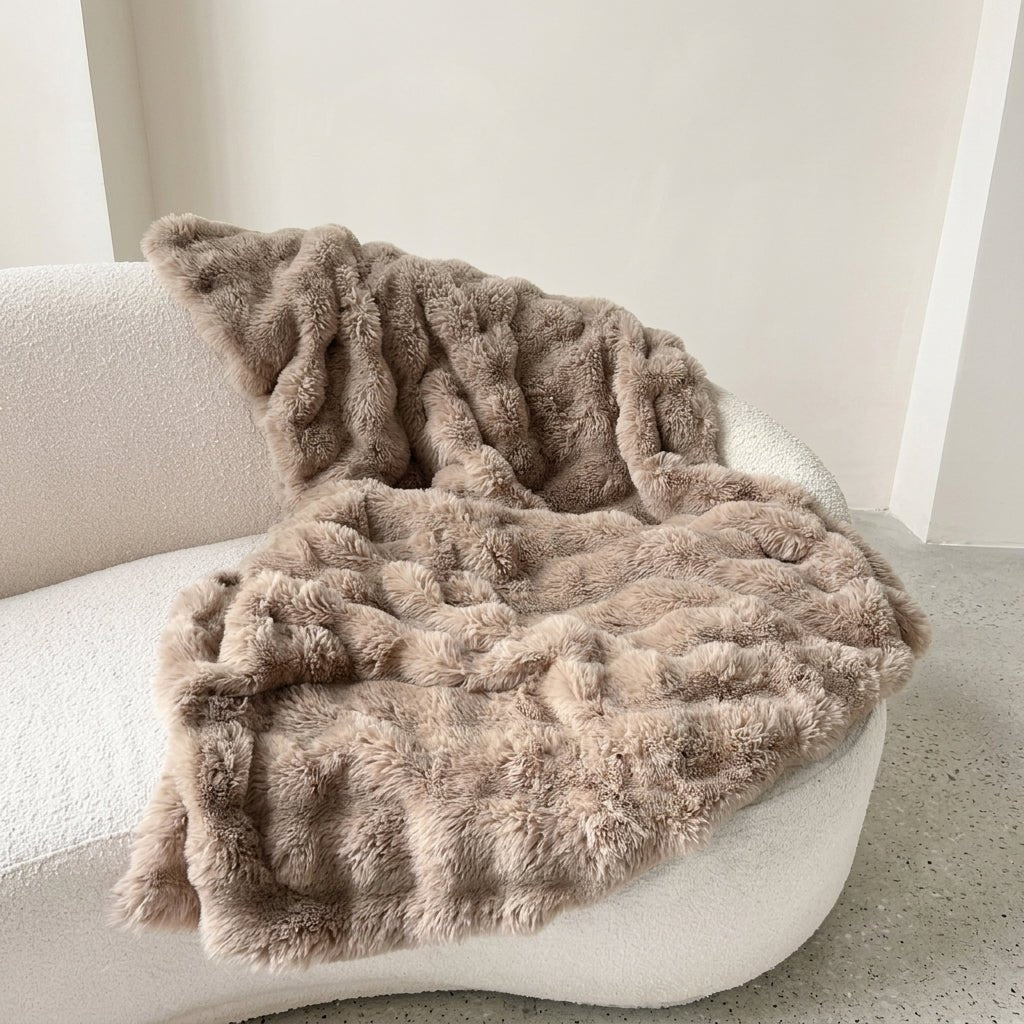 Soft Cozy Fluffy Bubble Textured Throw Blanket - Blanket - Coffee - Seravelle Home