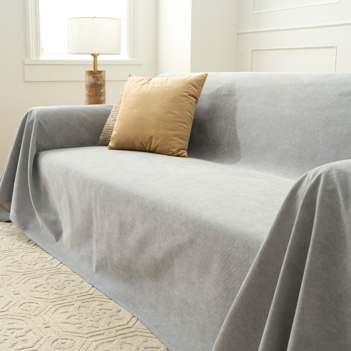 Soft Draped Sofa Throw Cover for Lounges and Couches - Slipcovers - Grey - Seravelle Home