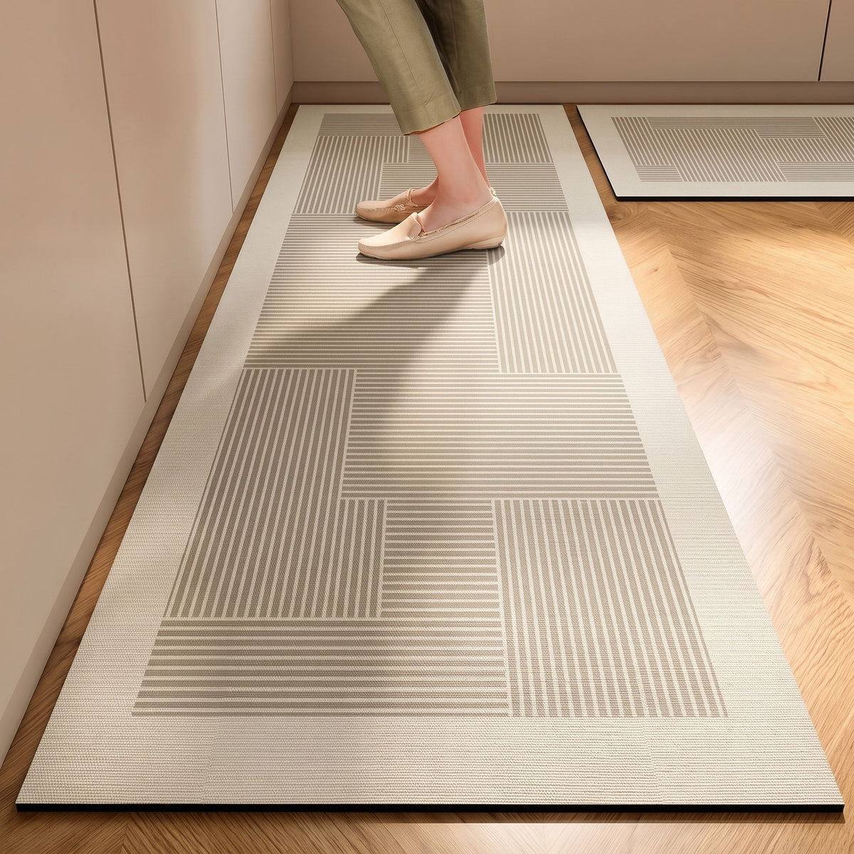 Striped Non-Slip Kitchen Runner Mat with Cushioned Comfort - Rugs - Panel - Seravelle Home