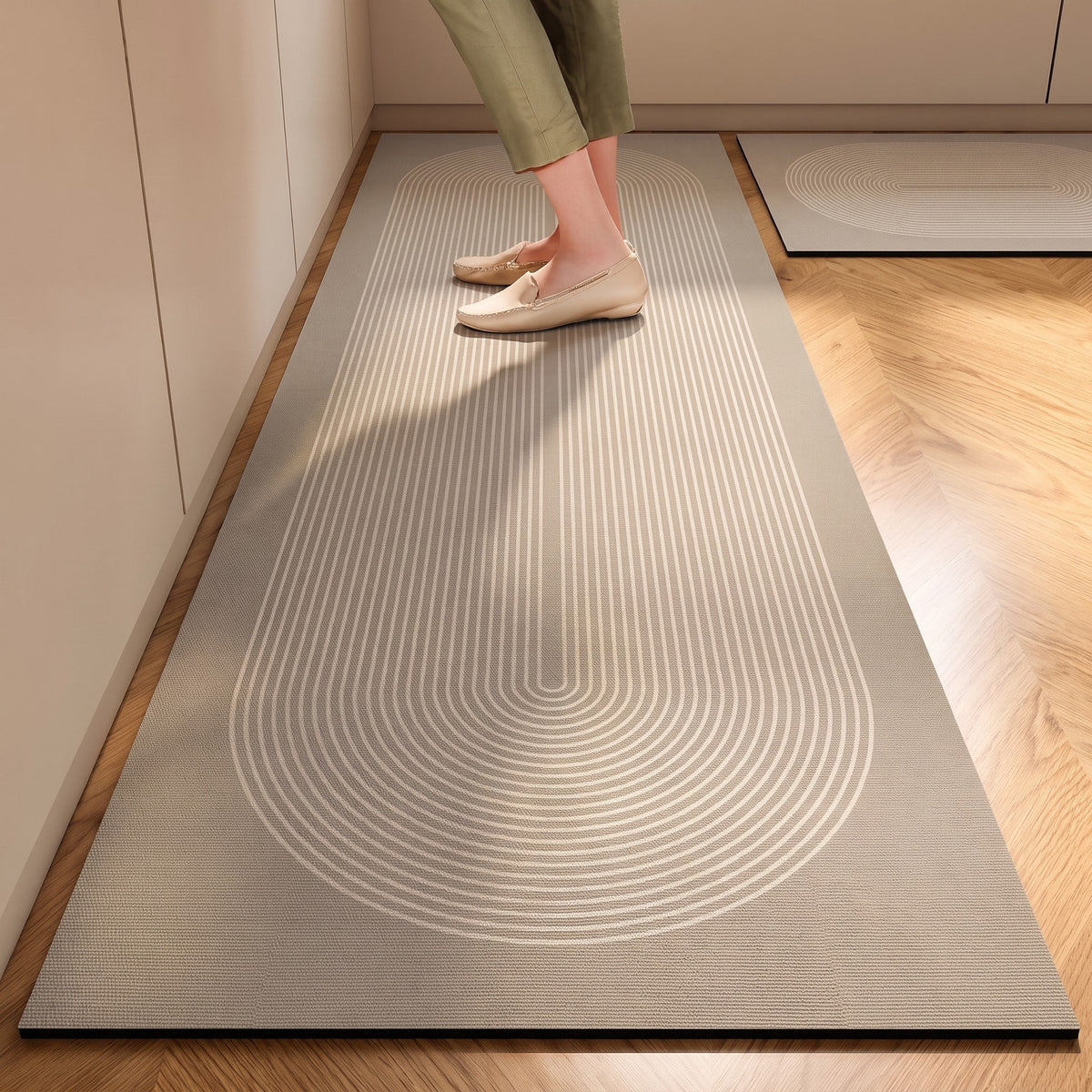 Striped Non-Slip Kitchen Runner Mat with Cushioned Comfort - Rugs - Oval - Seravelle Home