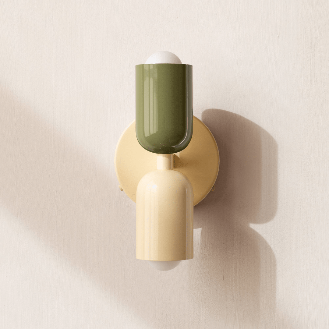 Two-Light Cylinder Wall Sconce for Modern Interiors - Wall Light Fixtures - Beige-Peach - Seravelle Home
