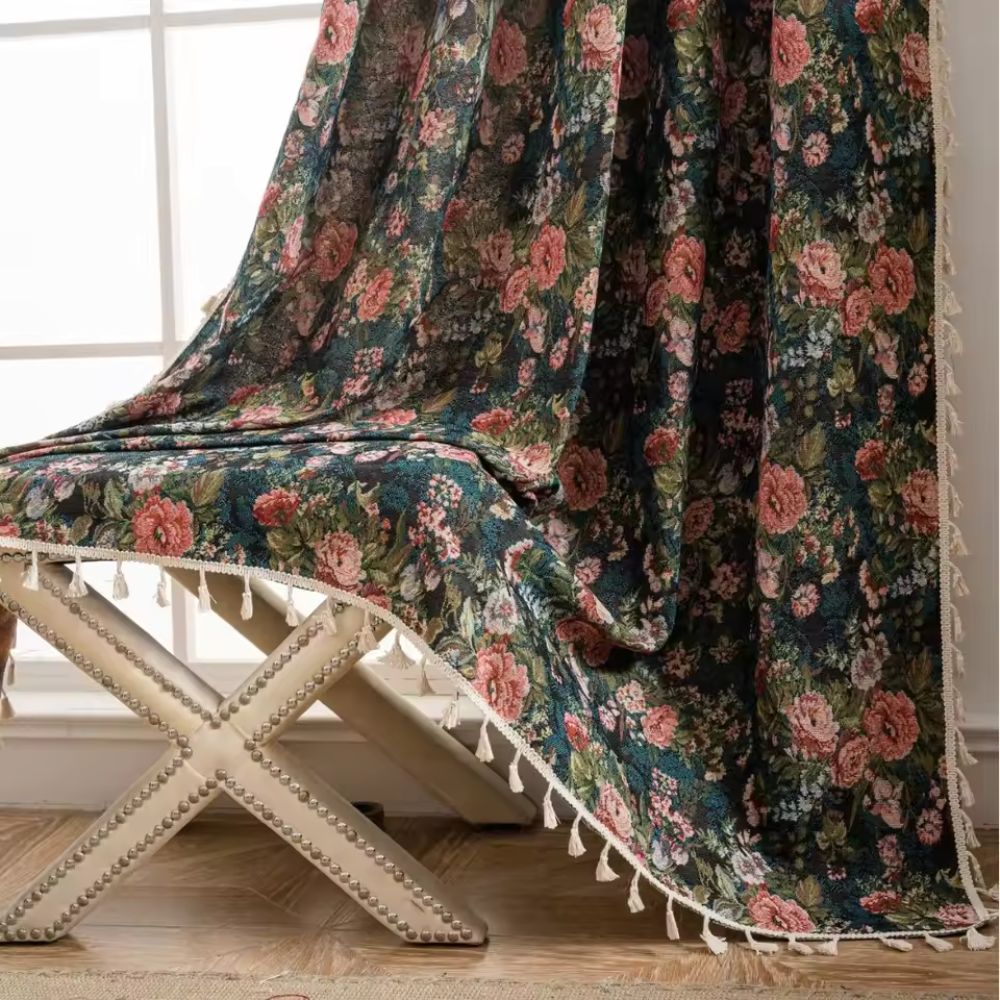 Vintage - Style Floral Curtain for a Classic Room Atmosphere - Curtain - Garden Rose - Seravelle Home