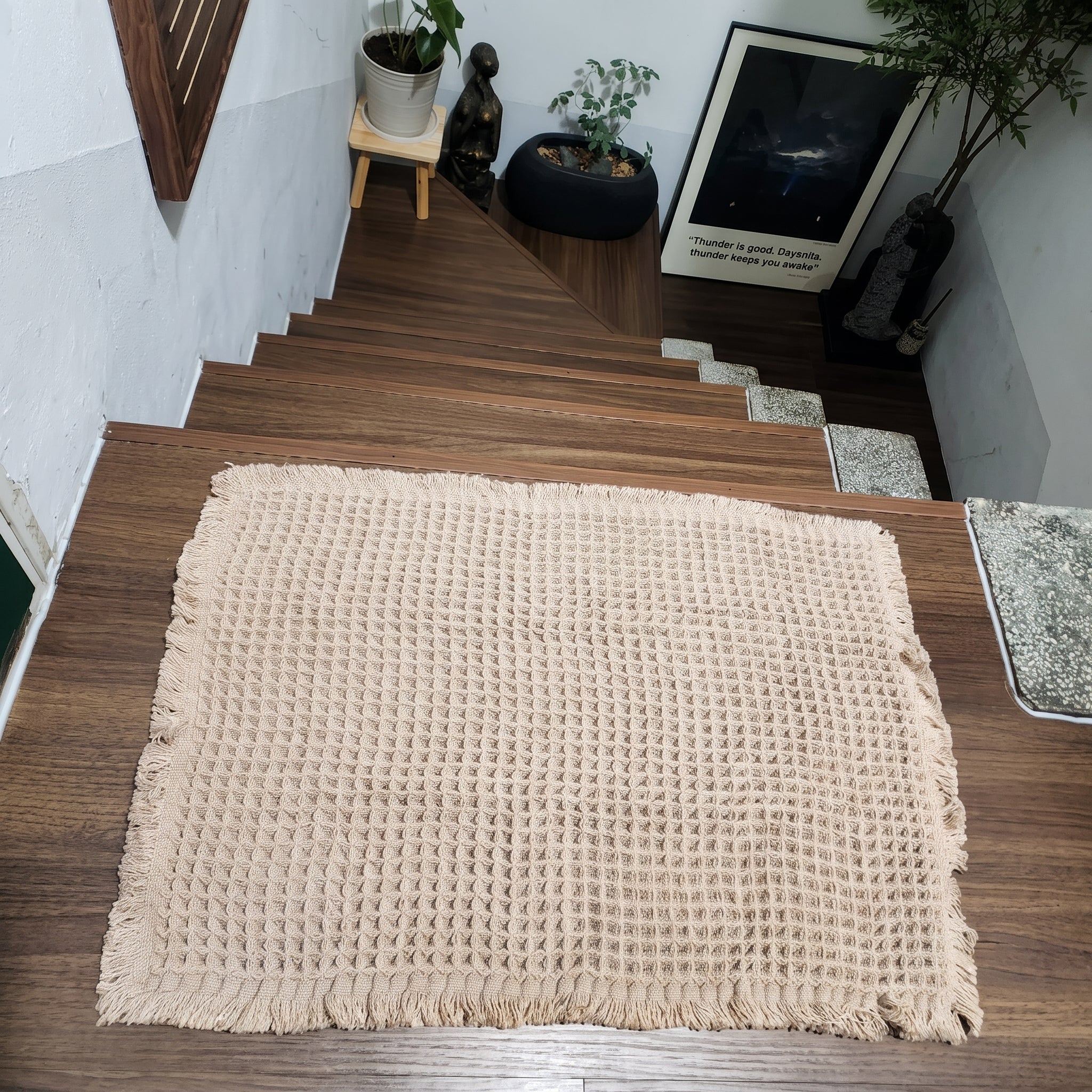 Washable Bathroom Rug with Waffle Design - Washable Rug - Brown - Seravelle Home