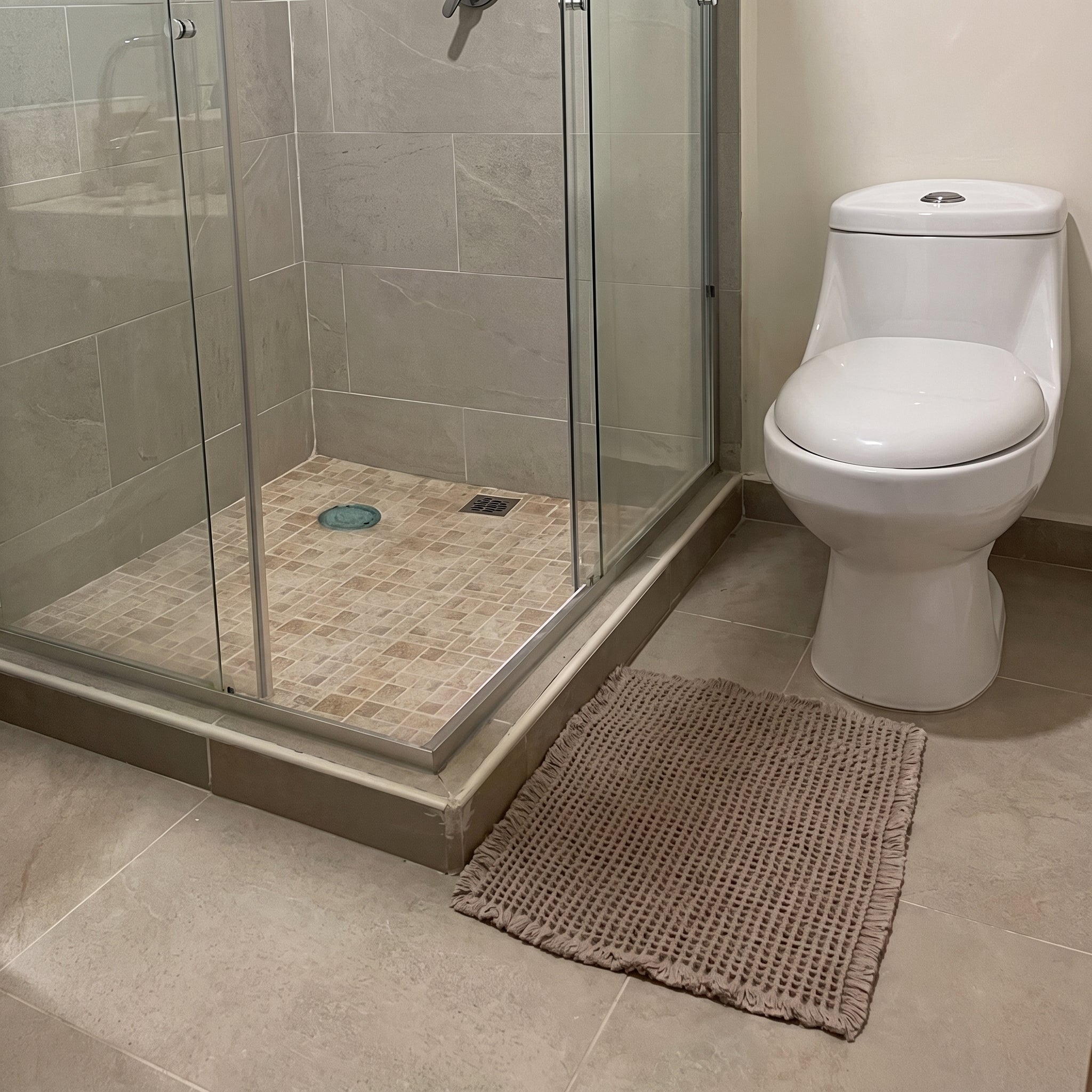 Washable Bathroom Rug with Waffle Design - Washable Rug - Brown - Seravelle Home