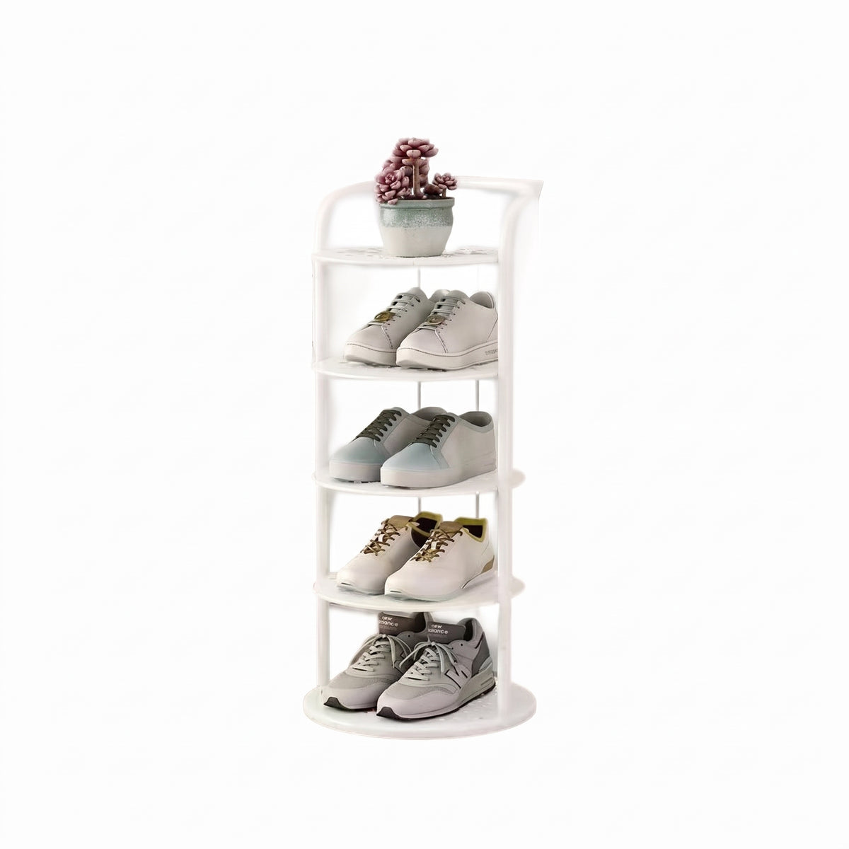 Vertical Round Open Shelf Shoe Rack Entryway Storage