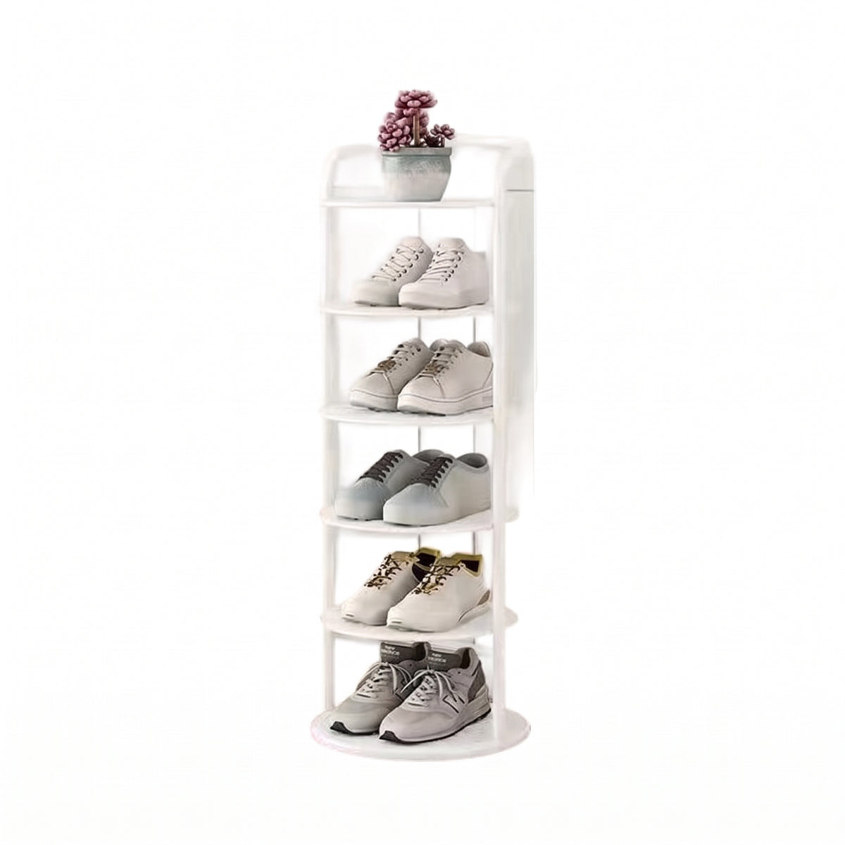 Vertical Round Open Shelf Shoe Rack Entryway Storage