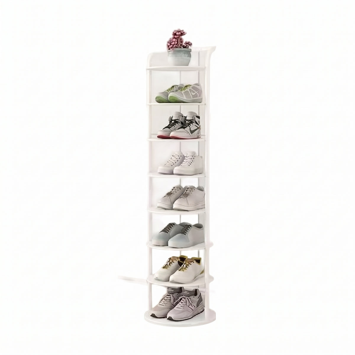 Vertical Round Open Shelf Shoe Rack Entryway Storage
