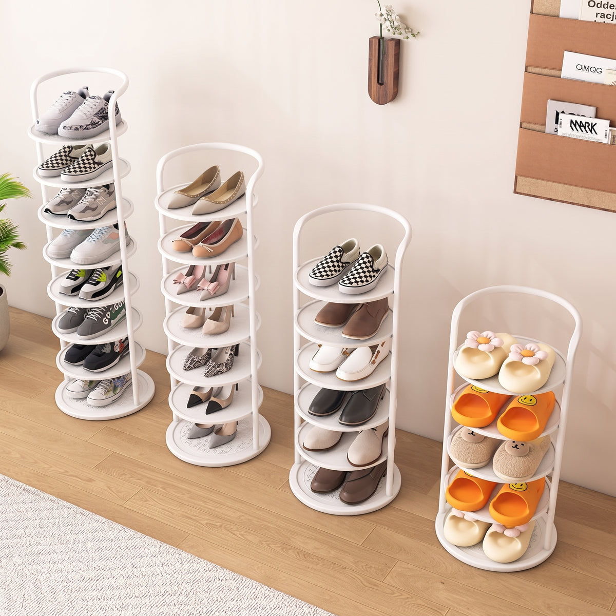 Vertical Round Open Shelf Shoe Rack Entryway Storage
