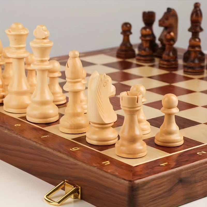 Wooden Chess Set Handmade with Storage Box - Chessboard - Seravelle Home