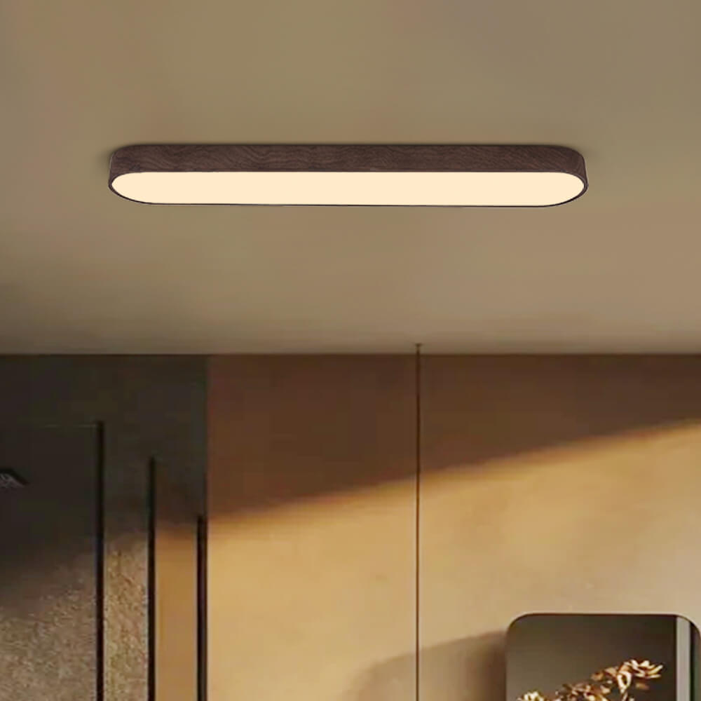 Wooden Linear LED Ceiling Light Flush Mount - Ceiling Light Fixtures - Light Brown - Seravelle Home
