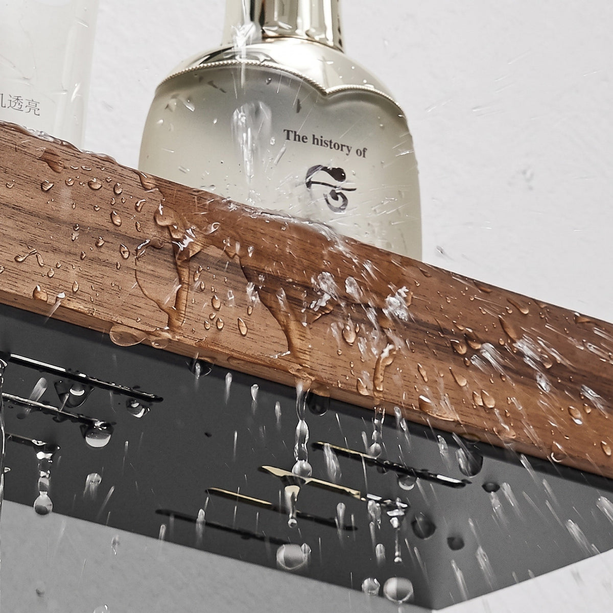 Wooden Wall Shelf with Metal Bracket for Bathroom Storage - Rack Wall Shelves & Ledges - Brown - Seravelle Home