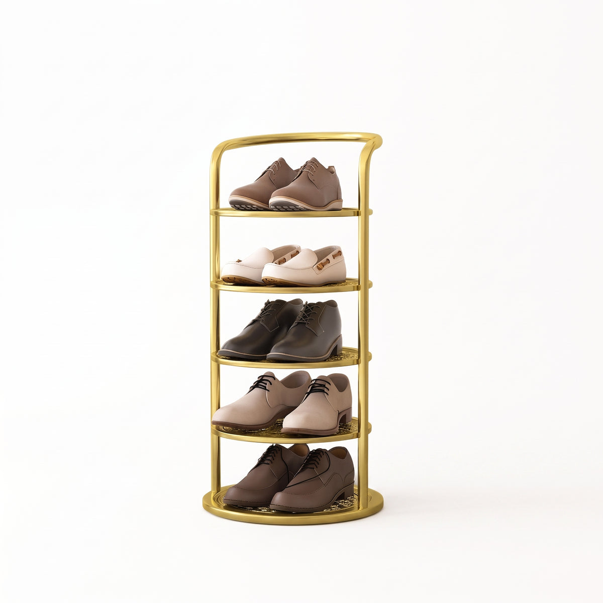 Vertical Round Open Shelf Shoe Rack Entryway Storage