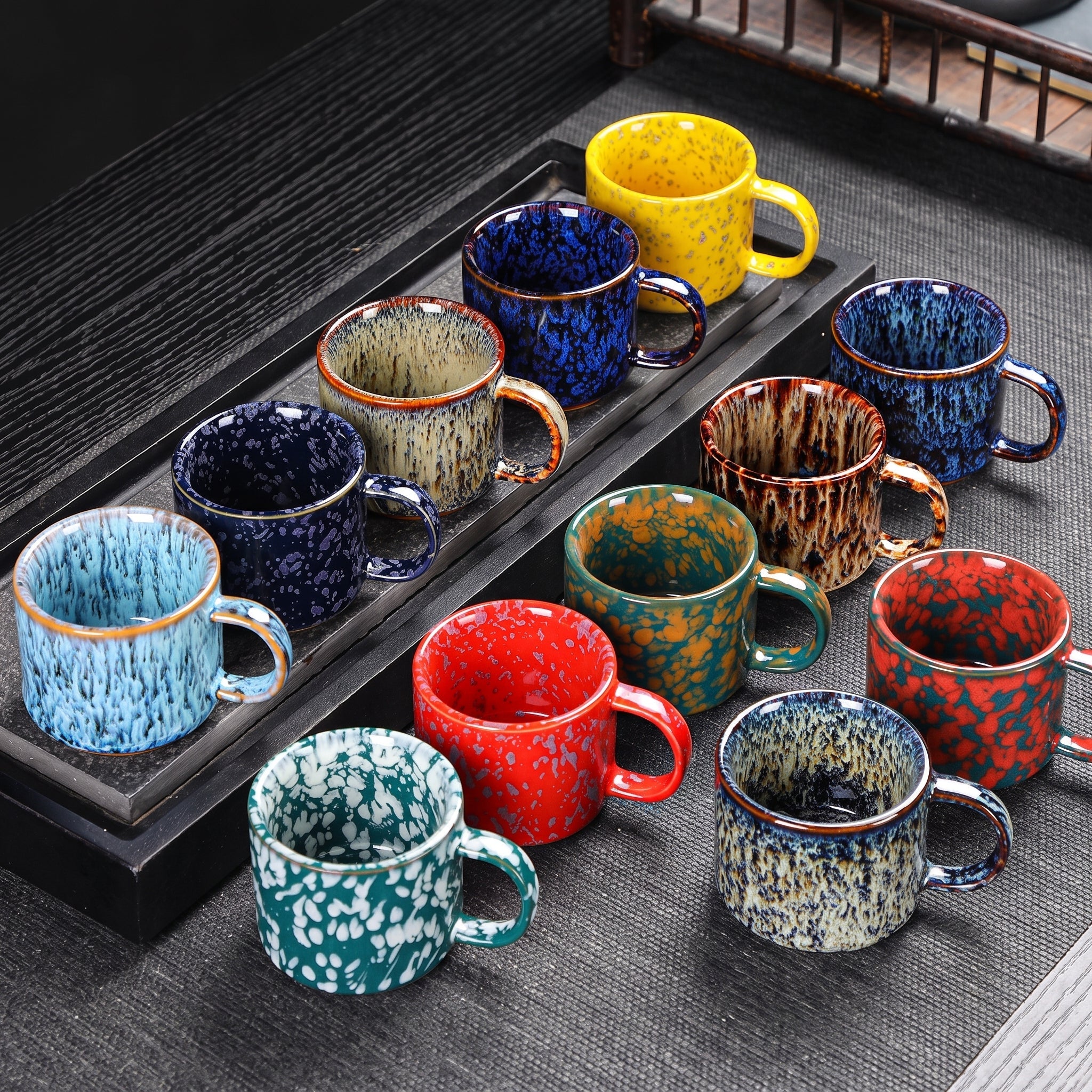 12-Piece Vintage Ceramic Coffee Cup with Speckled Glaze - Vintage Cups - Seravelle Home