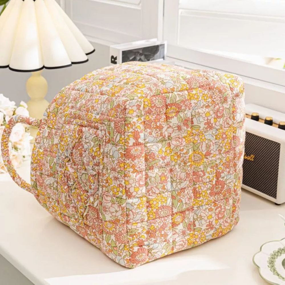 Storage Basket with Floral Pattern and Practical Carrying Handles