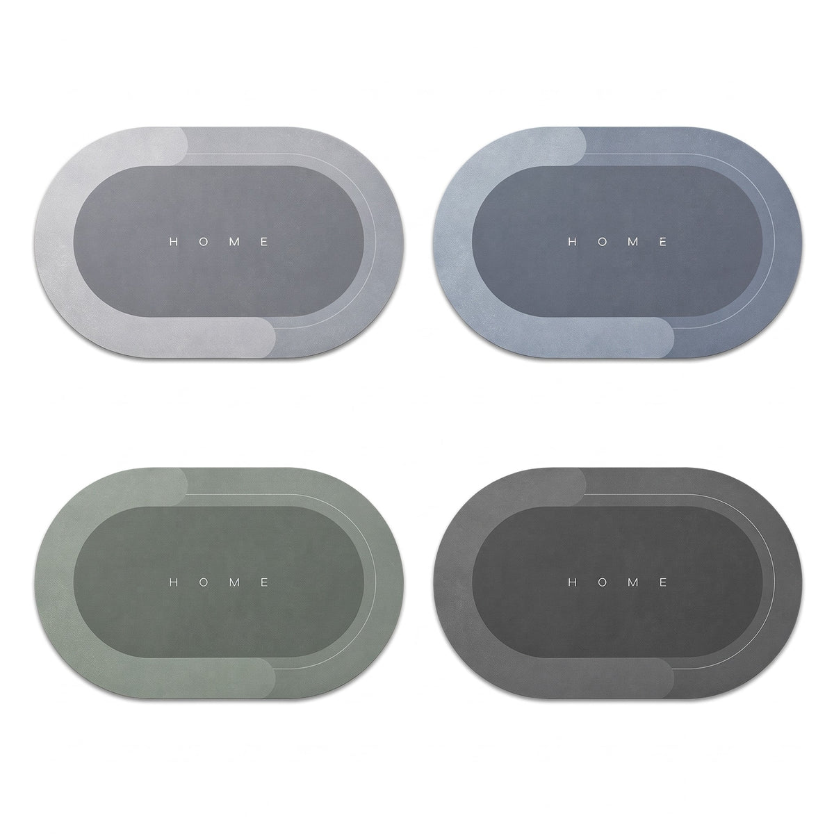 Oval Quick-Dry Bath Mat for Bathroom and Kitchen Entryways