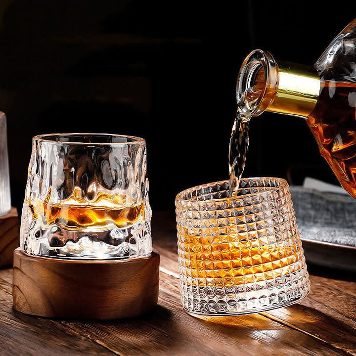 Whiskey Glasses with Rotating Base for Aromatic Enjoyment