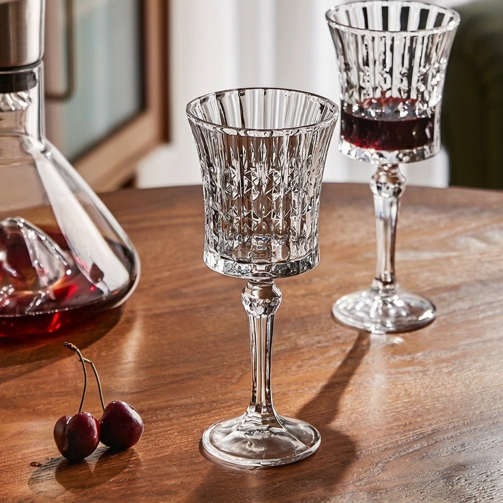 2pcs Champagne Flute with Diamond Cut Design - Champagne Flutes - Seravelle Home