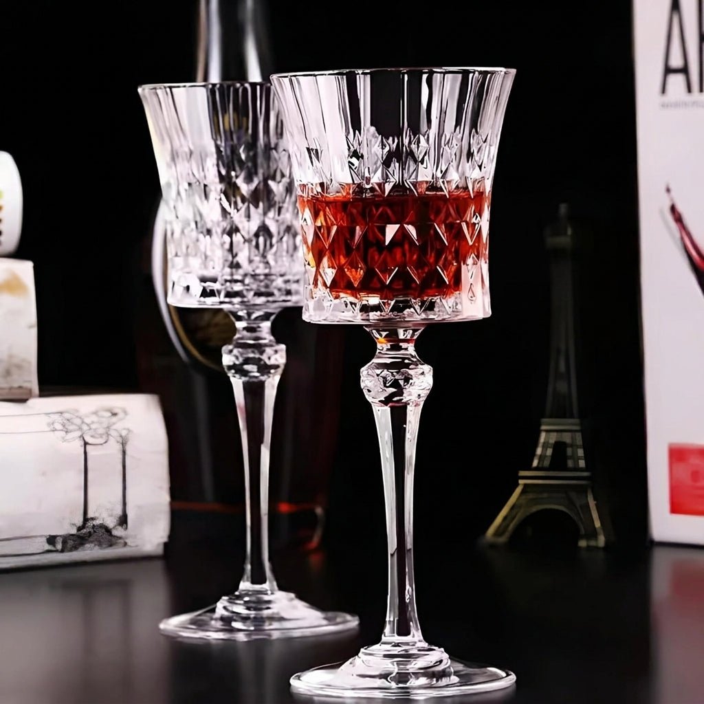 2pcs Champagne Flute with Diamond Cut Design - Champagne Flutes - Seravelle Home