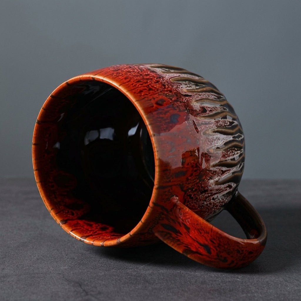2pcs Vintage Ceramic Coffee Mug with Reactive Drip Glaze - Mugs - Red - Seravelle Home