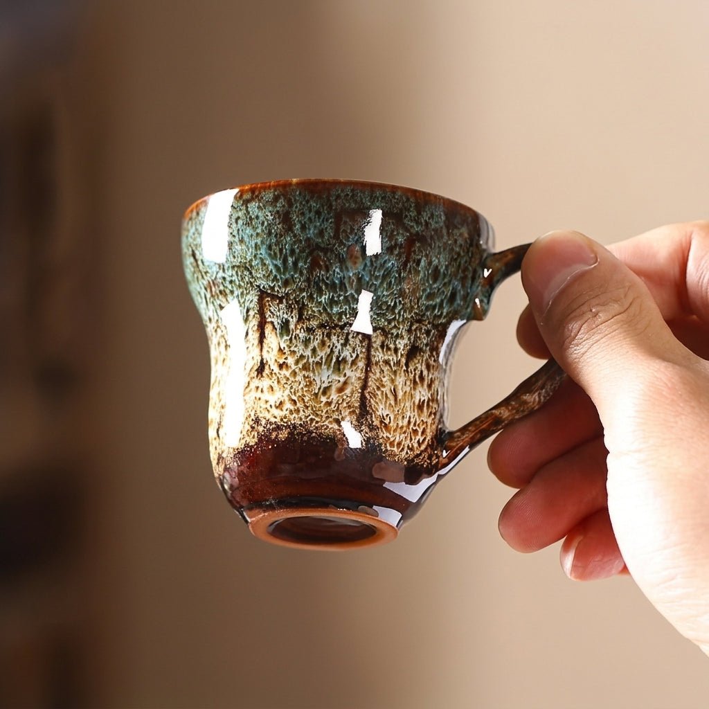 2pcs Vintage Coffee Cup Ceramic with Reactive Glaze Finish - Mugs - Blue - Seravelle Home