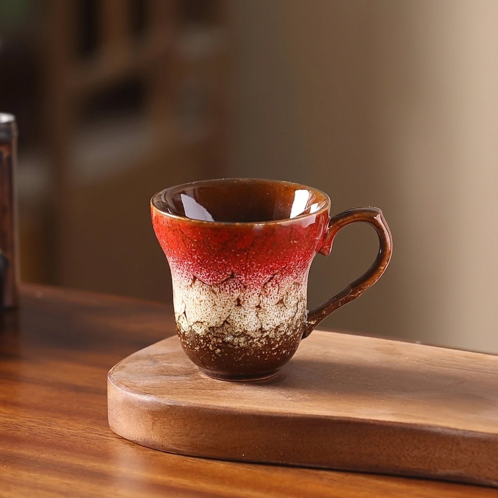 2pcs Vintage Coffee Cup Ceramic with Reactive Glaze Finish - Mugs - Red - Seravelle Home