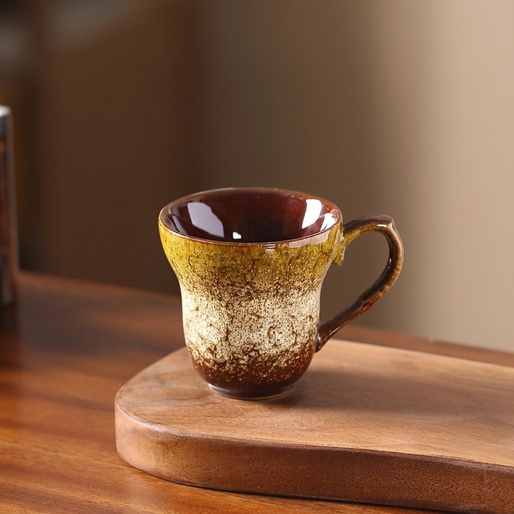2pcs Vintage Coffee Cup Ceramic with Reactive Glaze Finish - Mugs - Yellow - Seravelle Home