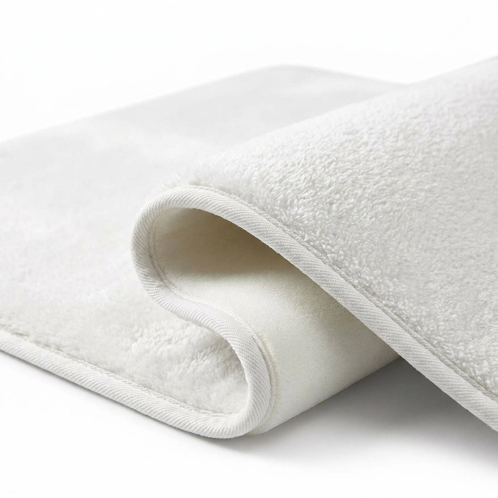 3 - Piece Bath Mat Set Made of Soft Coral Fleece - Bath Mat - White - Seravelle Home