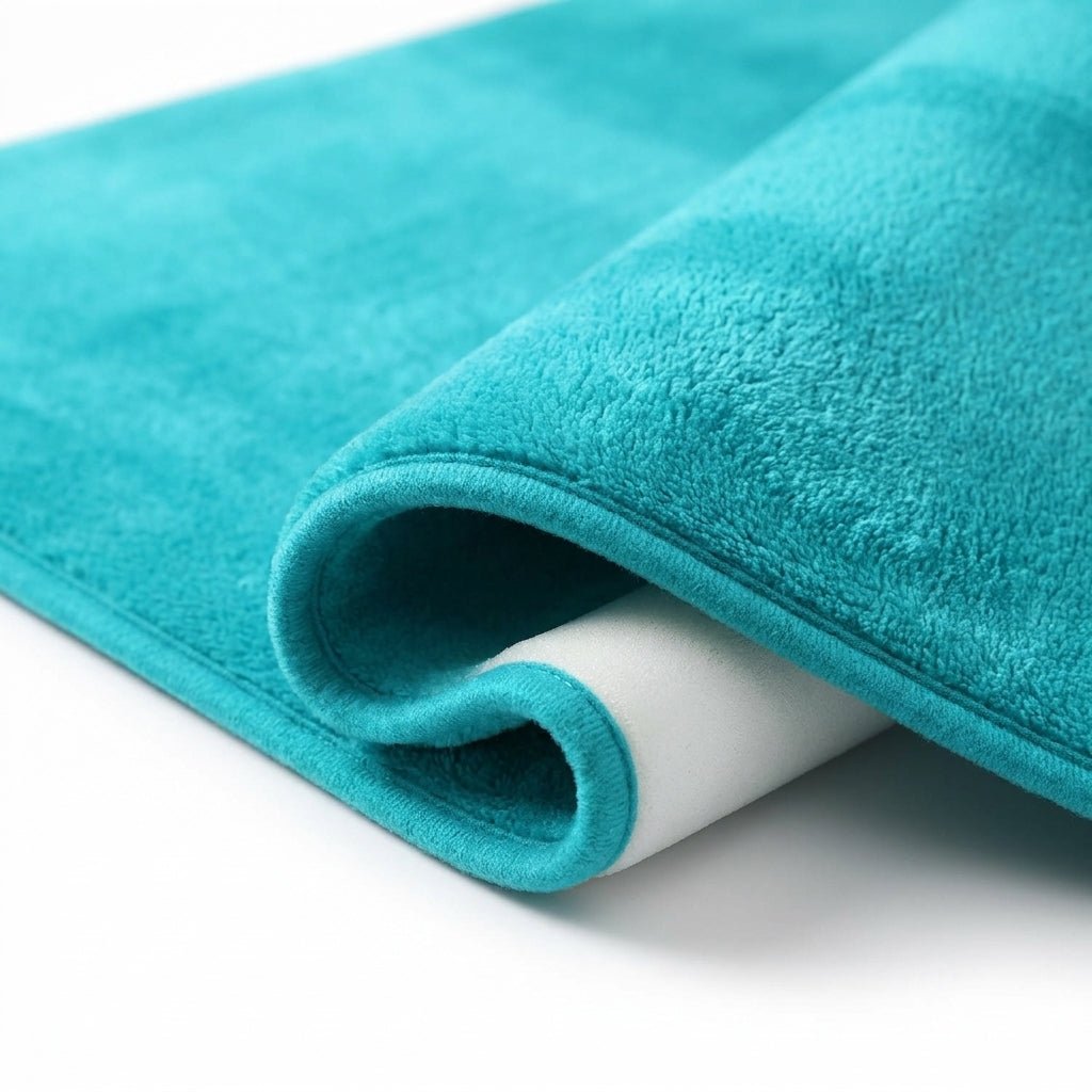 3 - Piece Bath Mat Set Made of Soft Coral Fleece - Bath Mat - Blue - Seravelle Home