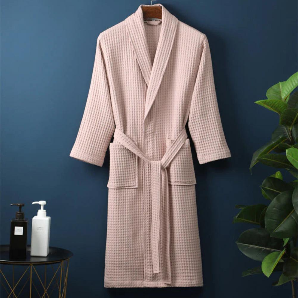 Waffle Bathrobe with V-Neck for Relaxing Hours