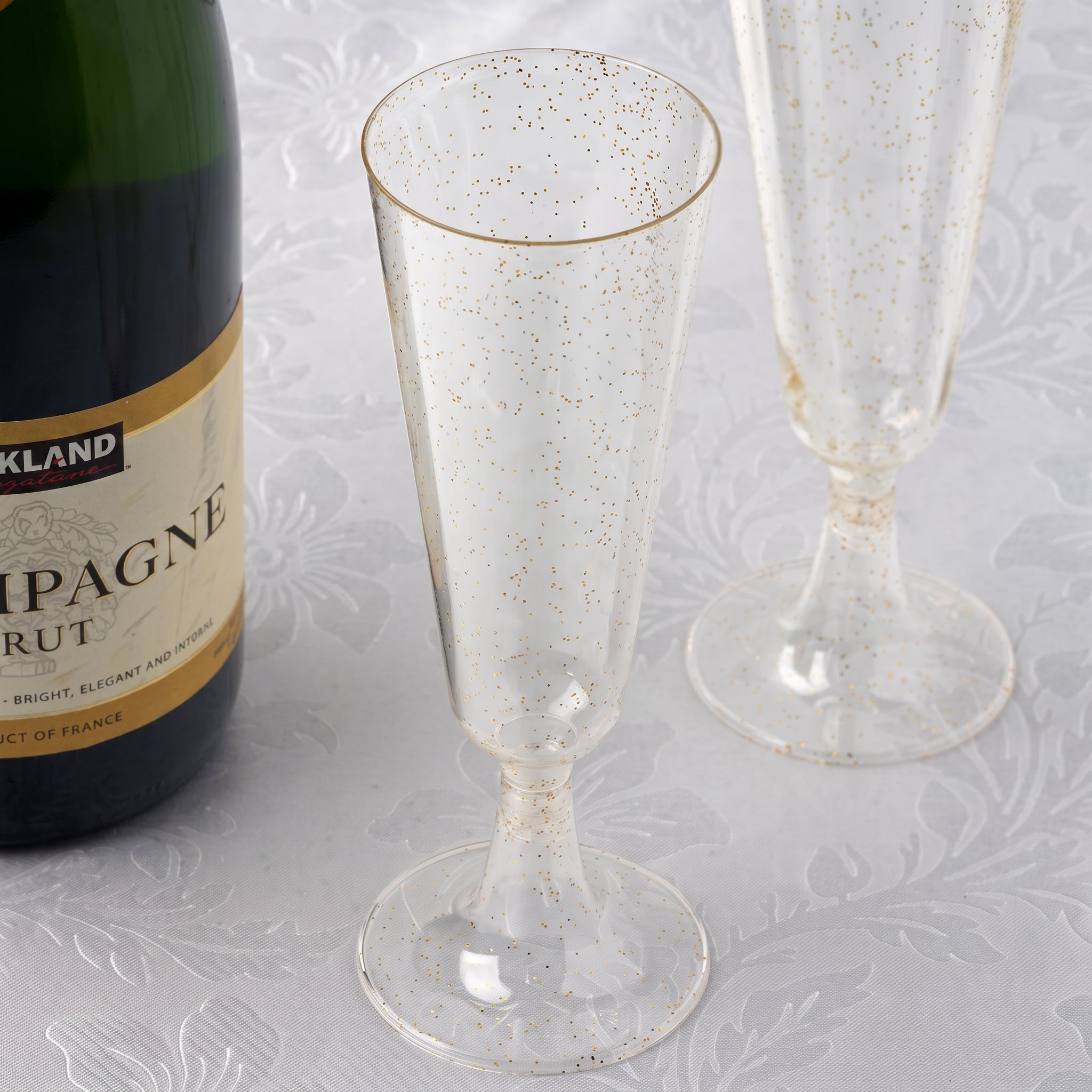 3pcs Champagne Flute with Gold Glitter Effect - Champagne Flutes - Seravelle Home