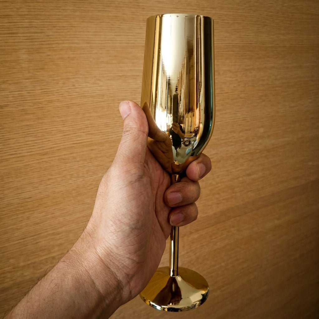 4pcs Set Stainless Steel Champagne Flute - Champagne Flutes - Gold - Seravelle Home