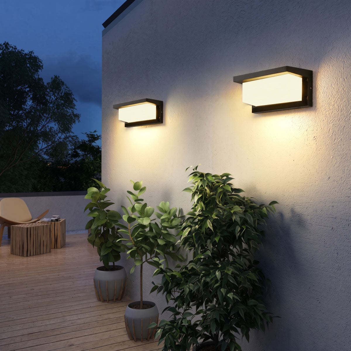Modern Outdoor Wall Light Rectangular Dark Frame Horizontal or Vertical Mount