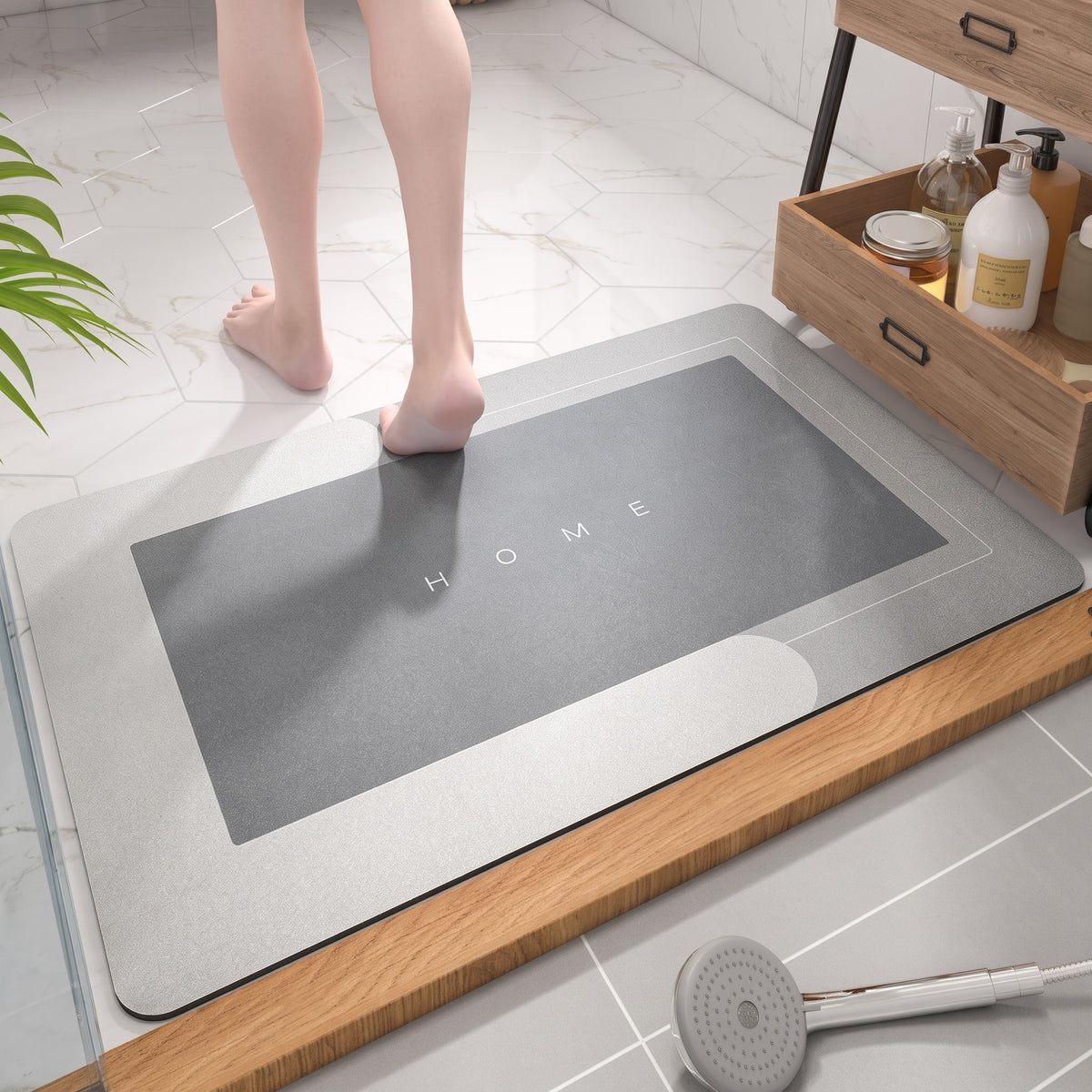 Oval Quick-Dry Bath Mat for Bathroom and Kitchen Entryways