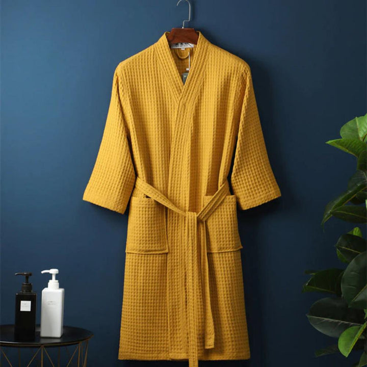 Waffle Bathrobe with V-Neck for Relaxing Hours