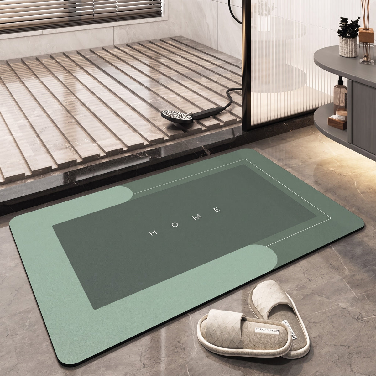 Oval Quick-Dry Bath Mat for Bathroom and Kitchen Entryways