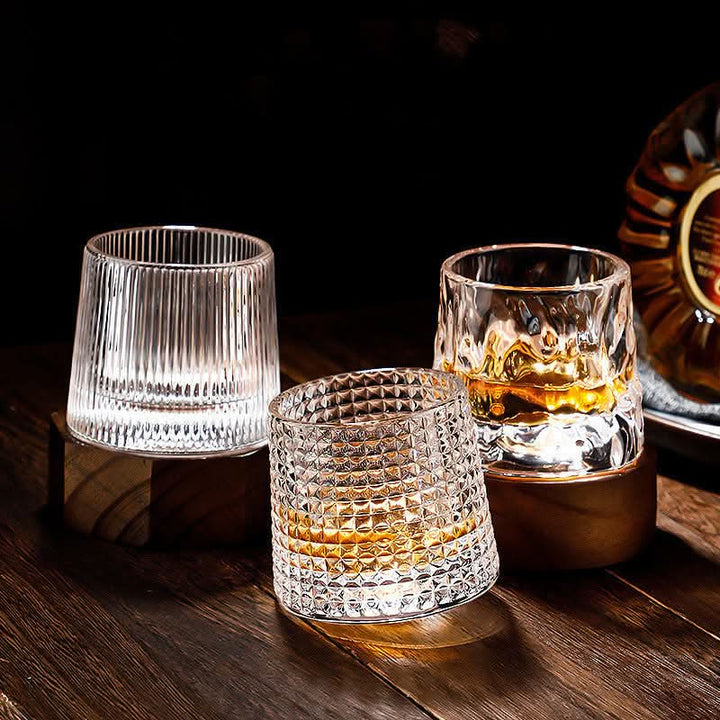 Whiskey Glasses with Rotating Base for Aromatic Enjoyment