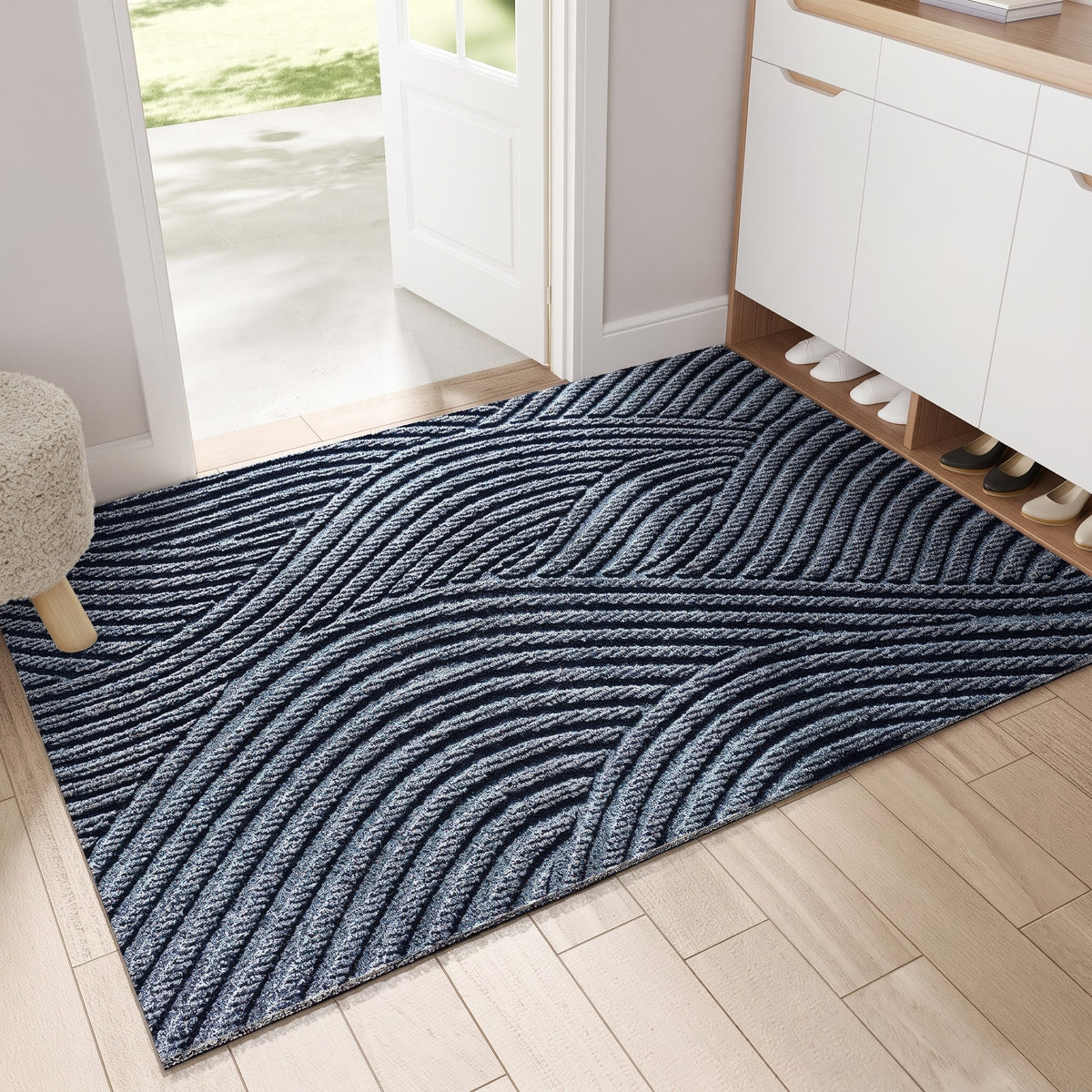 Curved Line Pattern Non-Slip Entrance Doormat