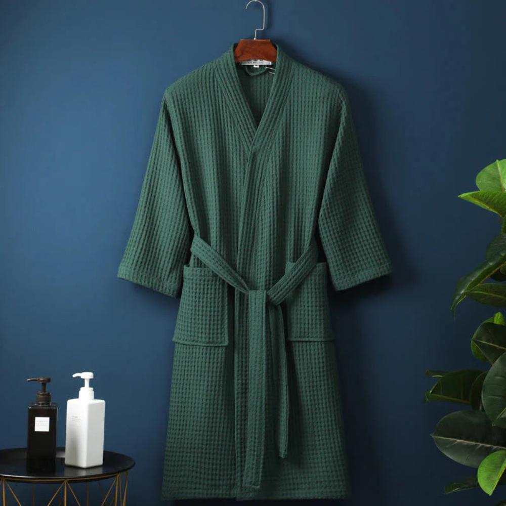 Waffle Bathrobe with V-Neck for Relaxing Hours