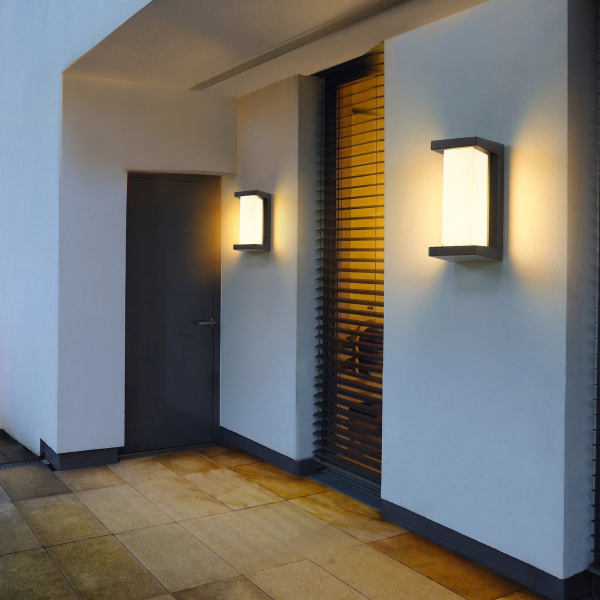 Modern Outdoor Wall Light Rectangular Dark Frame Horizontal or Vertical Mount