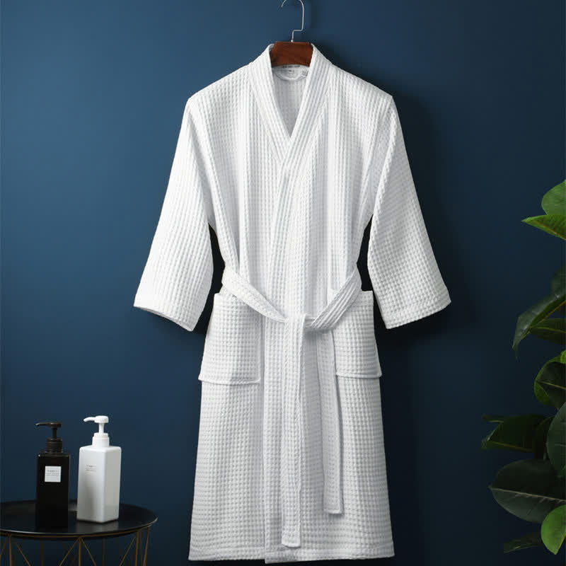 Waffle Bathrobe with V-Neck for Relaxing Hours