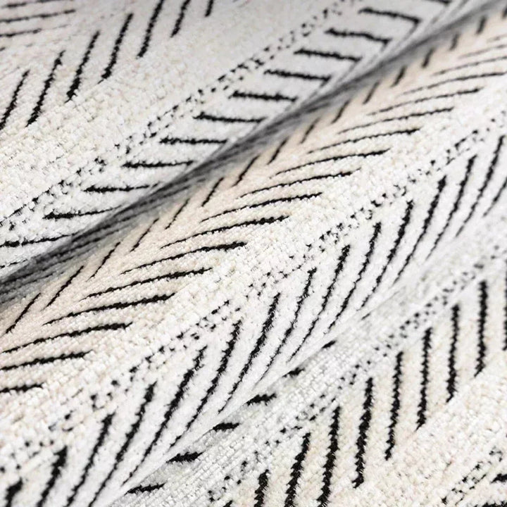 Sofa Throw with Herringbone Pattern and Wavy Edge