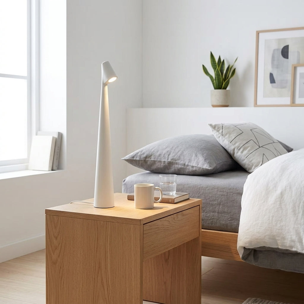 Scandinavian Cordless LED Table Lamp Sculptural Minimalist Design