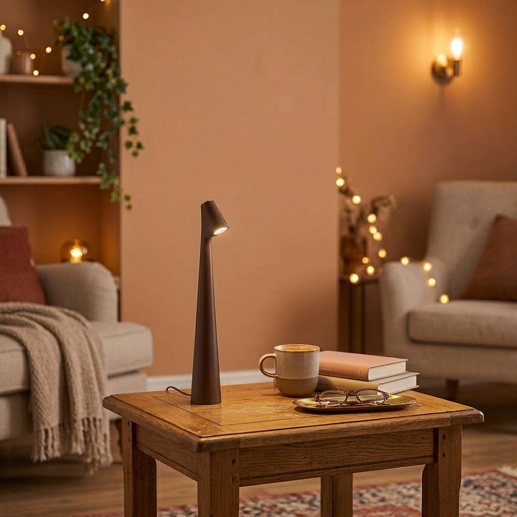 Scandinavian Cordless LED Table Lamp Sculptural Minimalist Design