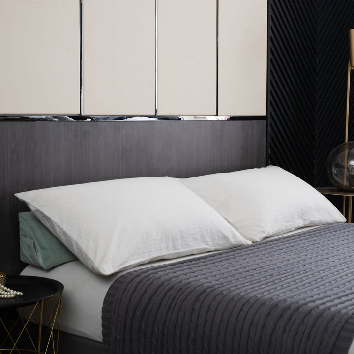 Long Wedge Pillow as Back Support for the Headboard